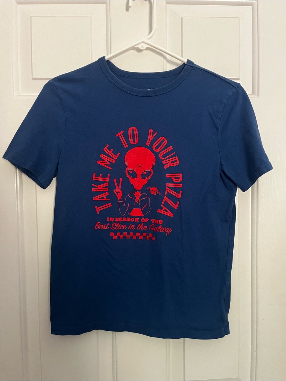 Kids Navy Blue Alien Pizza Graphic Tee